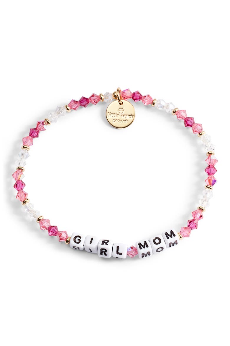 Girl Mom Beaded Bracelet, Main, color, ORCHID/ WHITE