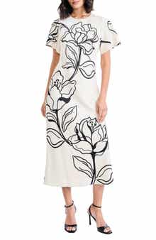 Floral Short Sleeve Midi Dress
