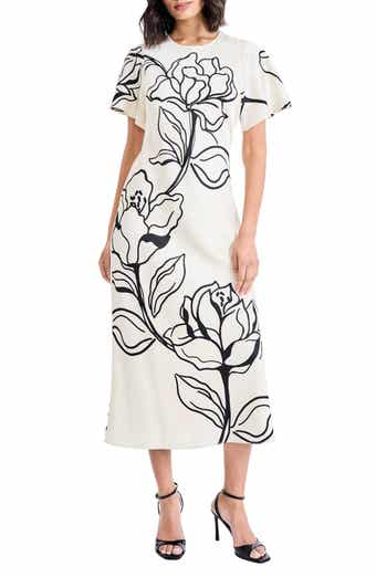 Floral Short Sleeve Midi Dress