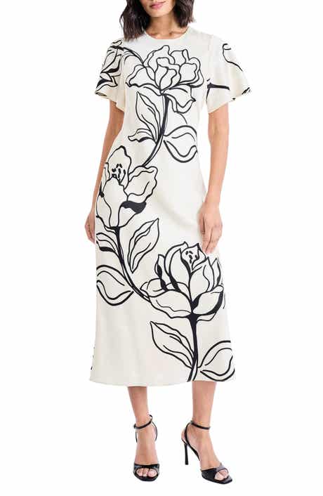Floral Short Sleeve Midi Dress