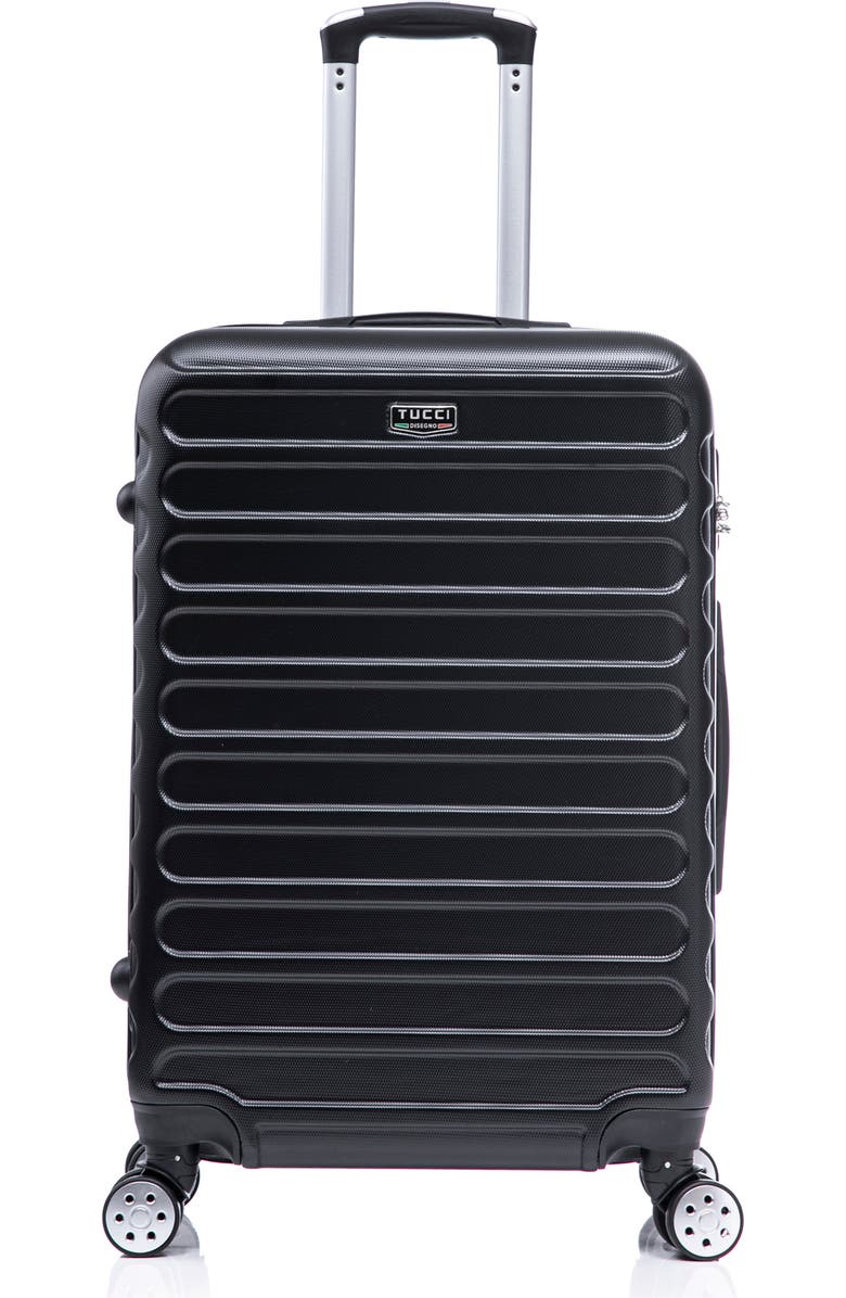 TUCCI Carravia Hardshell 3-Piece Spinner Luggage Set, Main, color, Black