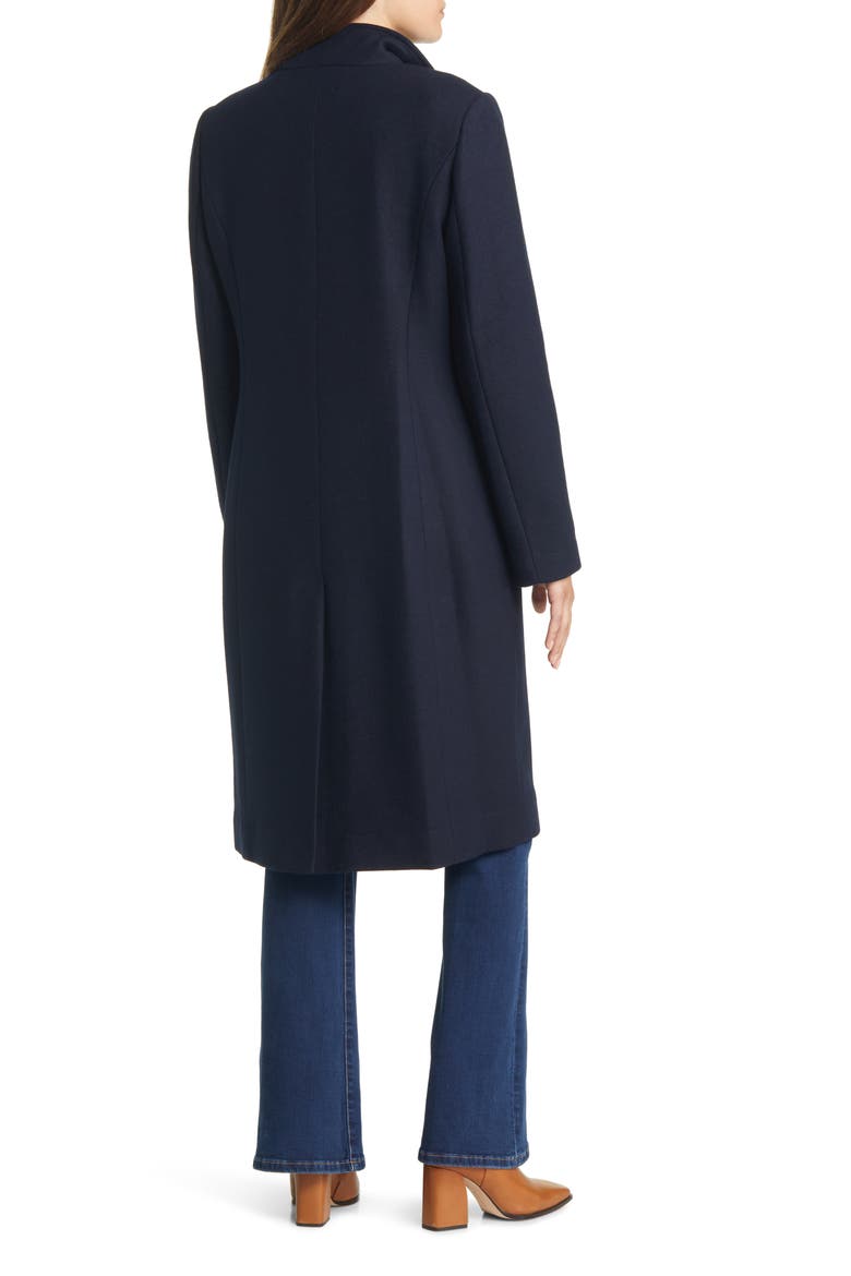 Women's Asymmetric Zip Fine Twill Wool Blend Coat, Alternate, color, NAVY