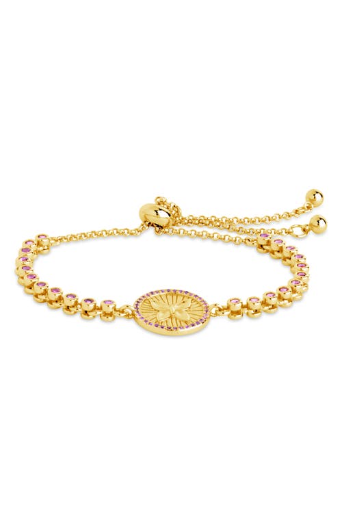 Sterling Forever Silver-tone Or Gold-tone Pink Cubic Zirconia Butterfly Bindi Bolo Bracelet