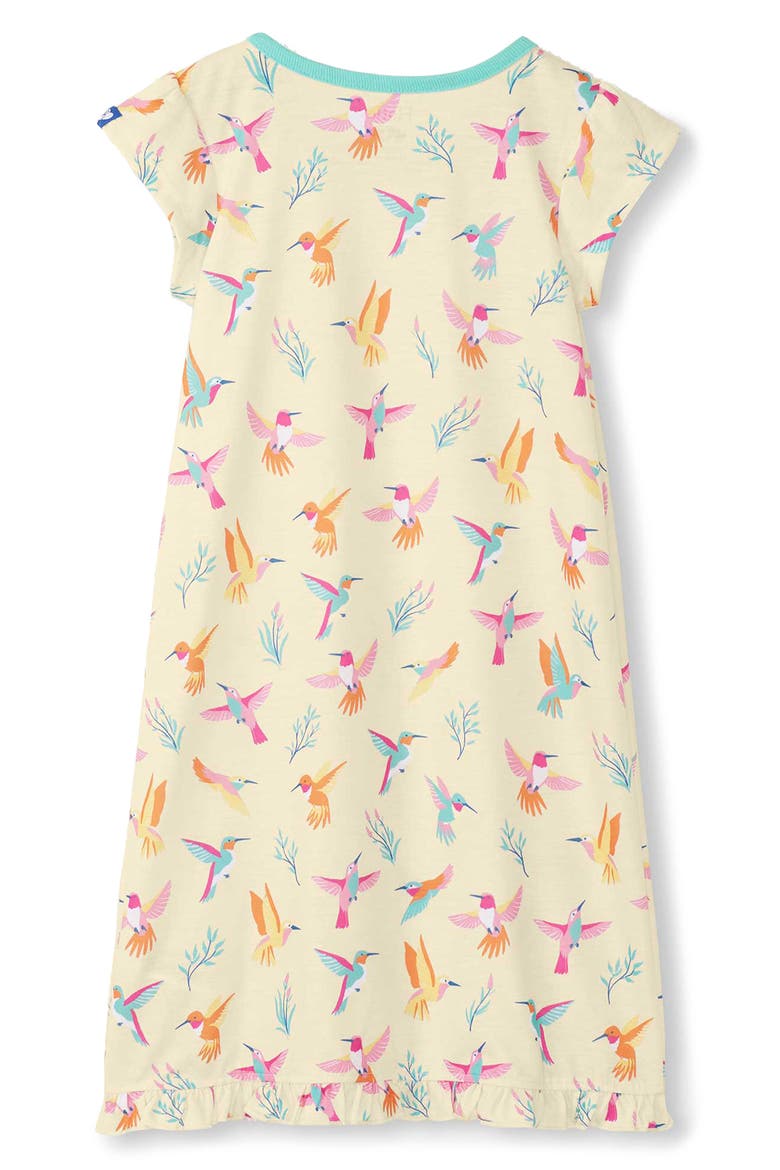 Kids' Springtime Hummingbirds Ruffle Hem Nightgown, Alternate, color, AFTERGLOW