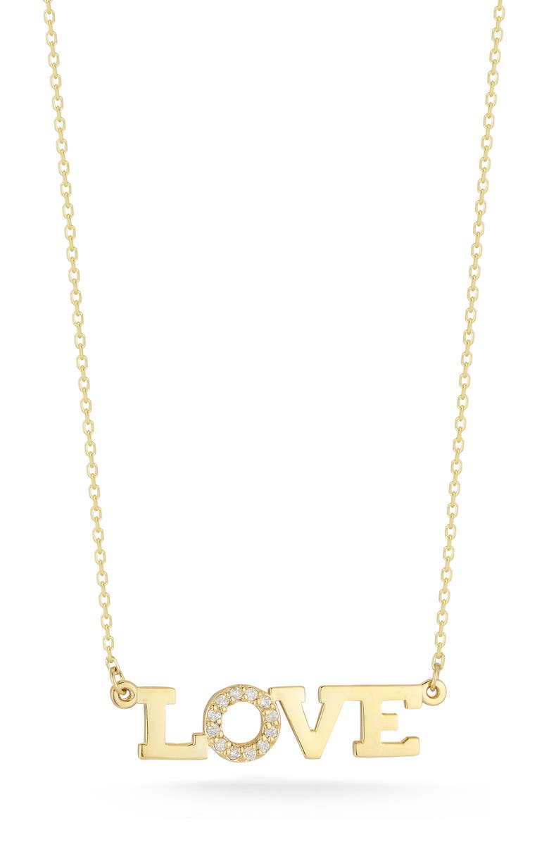 Ember Fine Jewelry Diamond 'Love' Pendant Necklace, Main, color, 