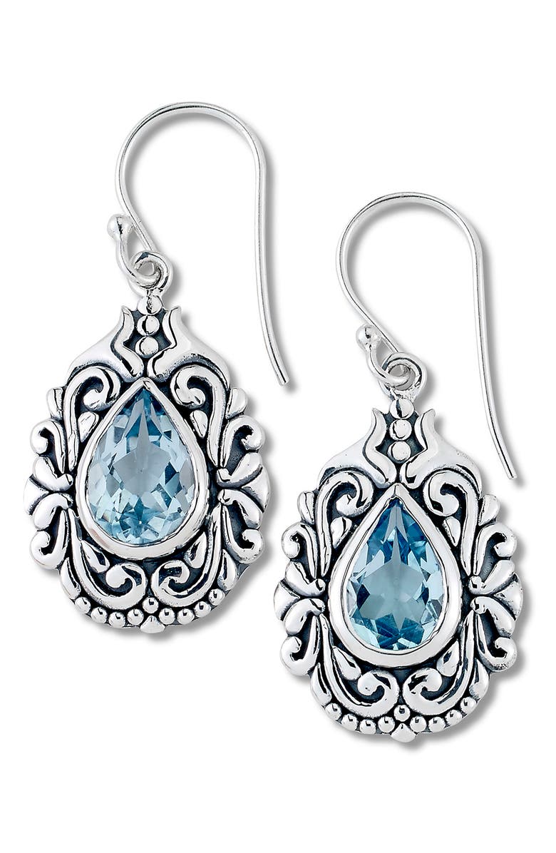 SAMUEL B. Sterling Silver Pear Cut Topaz Dangle Earrings, Main, color, 
