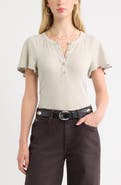Treasure & Bond Flutter Sleeve Ribbed Henley