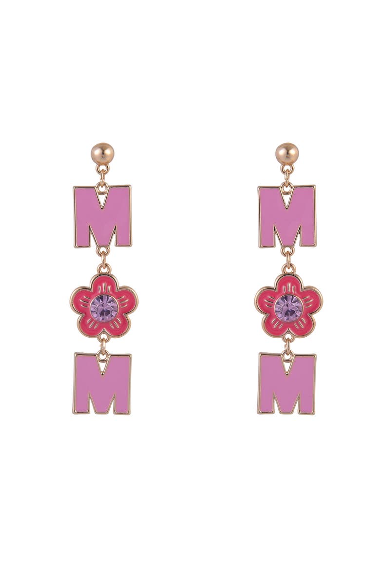 Pink Enamel Mom Earrings, Alternate, color, Pink