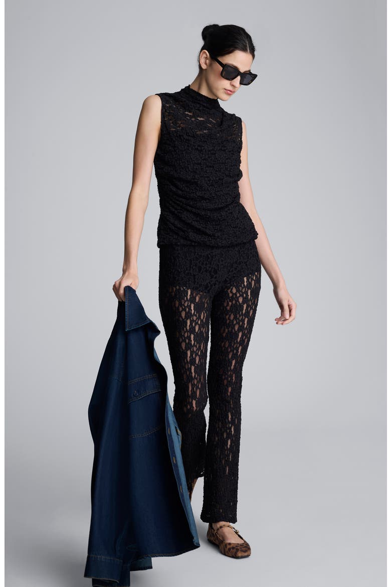 Lace Mock Neck Sleeveless Top, Alternate, color, BLACK