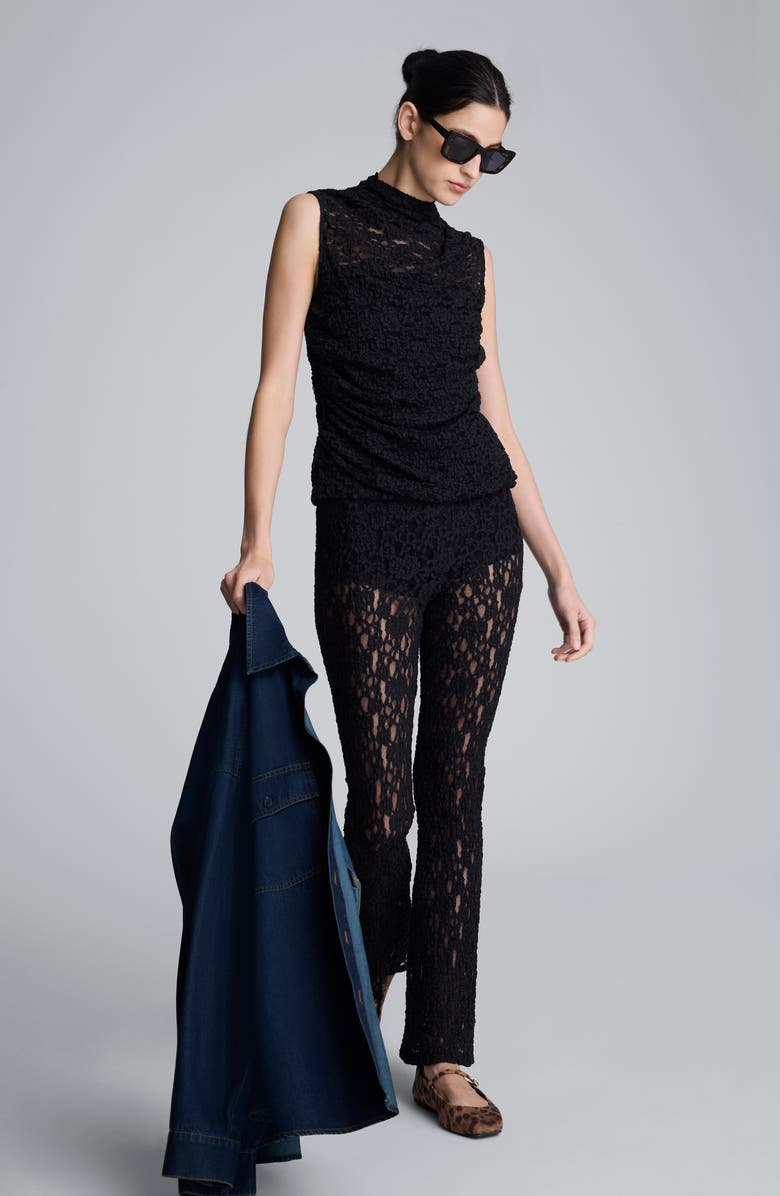 Kenneth Cole Lace Mock Neck Sleeveless Top, Alternate, color, Black