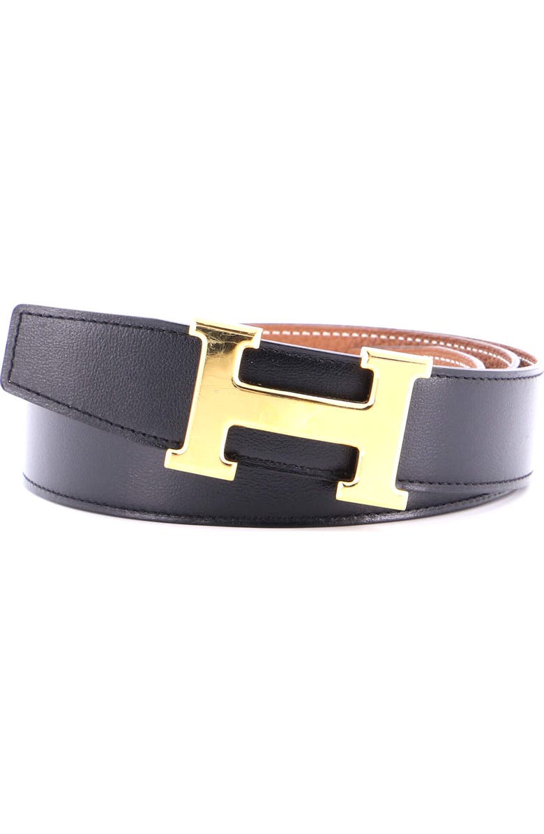 Pre-Owned Hermes Constance Reversible Belt Leather Medium, Main, color, Black