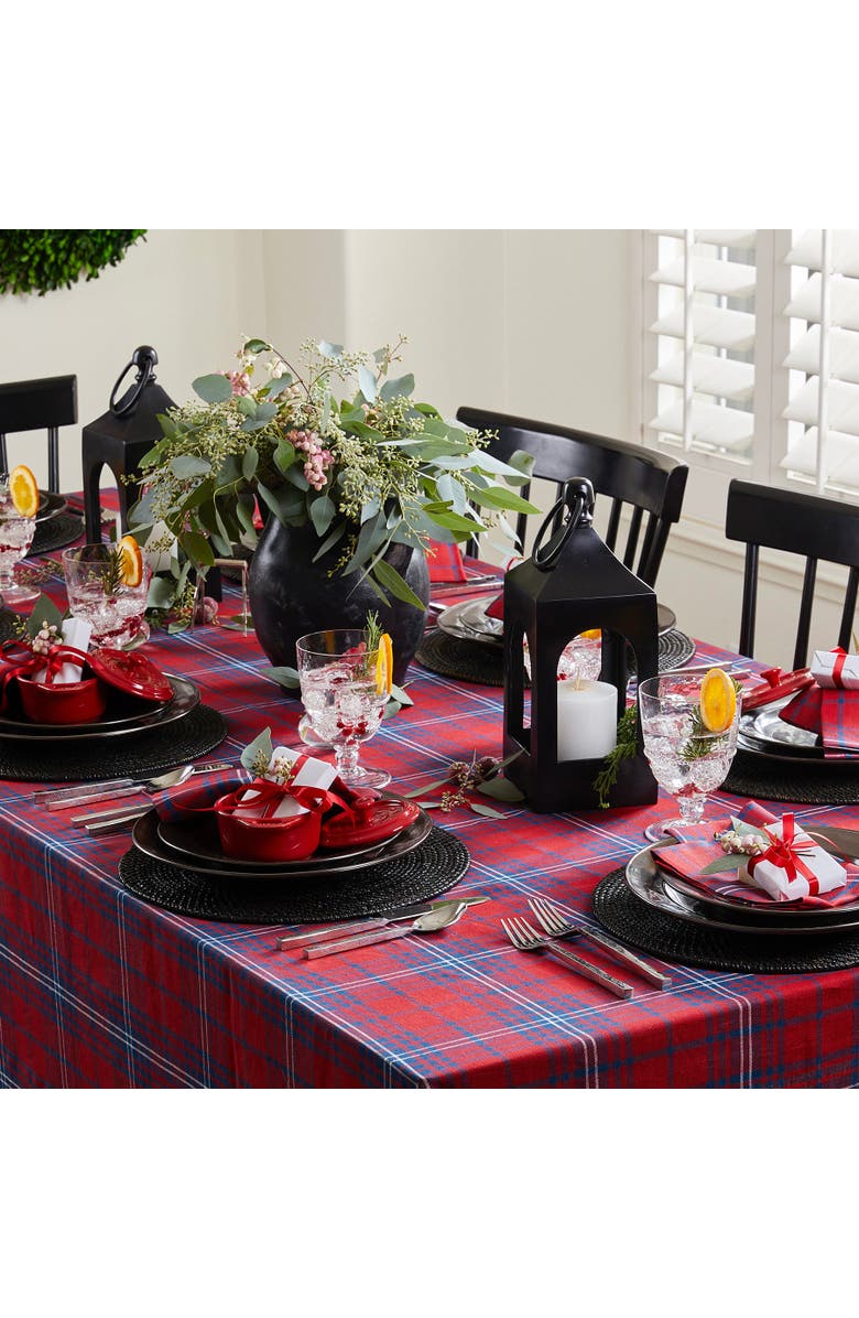 Solino Home Linen Table Throw - Red Tartan Plaid, 52" x 52", Alternate, color, Red And Navy