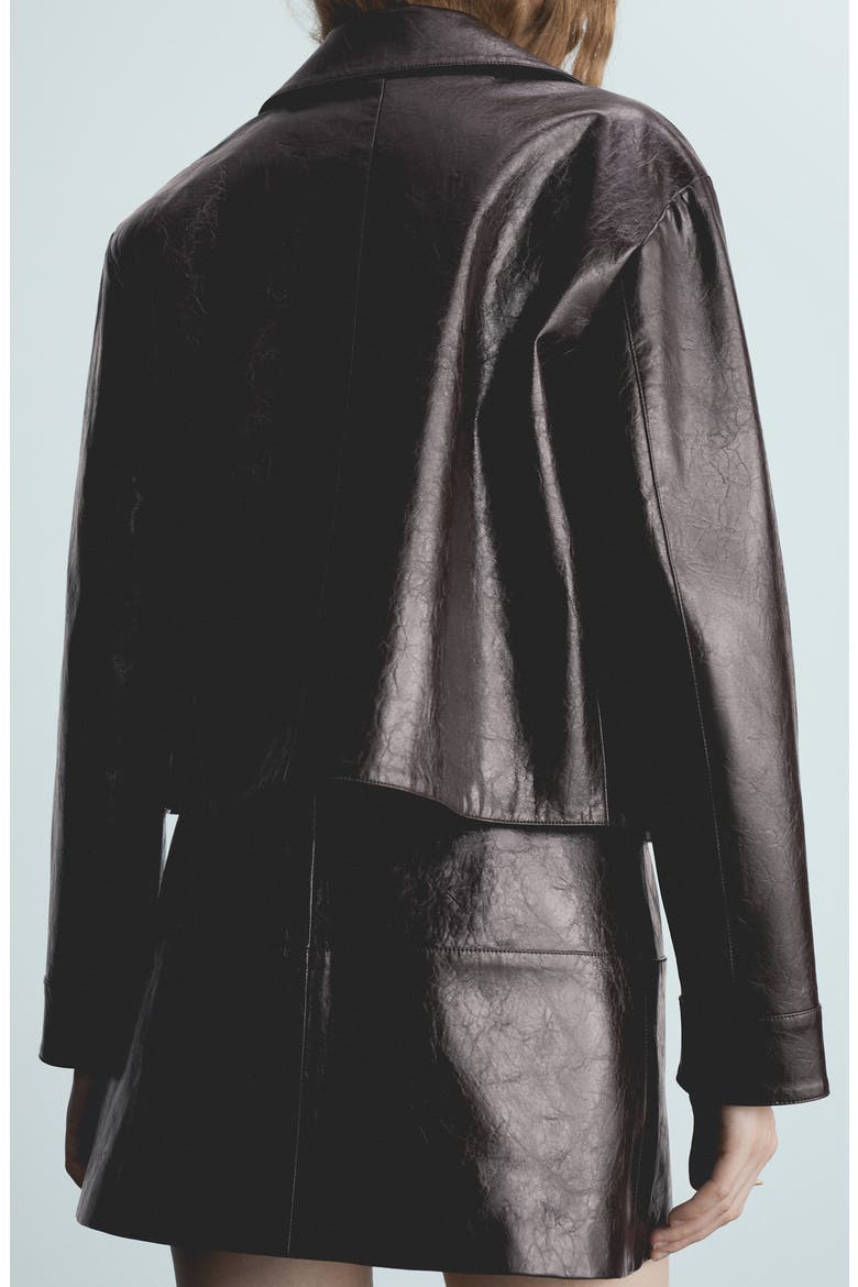 Textured Faux Leather Jacket, Alternate, color, BURGUNDY