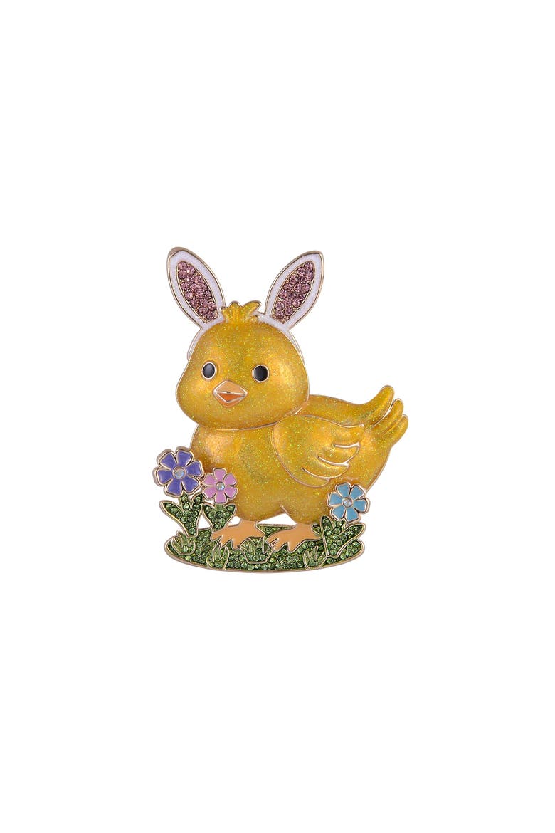 Bunny Ear Chick Easter Pin, Main, color, Yellow