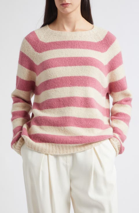 Striped Alpaca Blend Crewneck Sweater