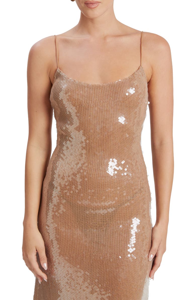 Bardot Ramira Sequin Cocktail Midi Dress, Alternate, color, Beige