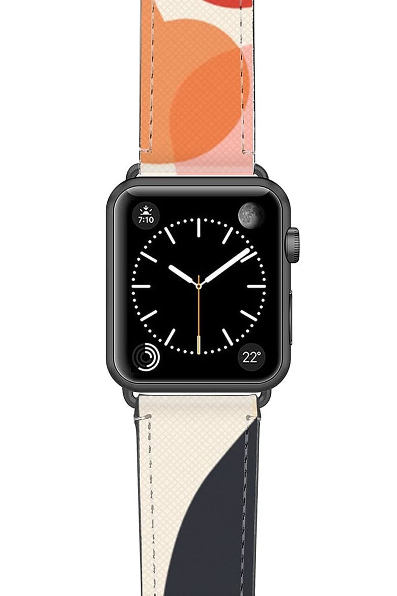 Cool Beans Saffiano Faux Leather Apple Watch® Band, Main, color, PINK/ BLUE/ SPACE GREY