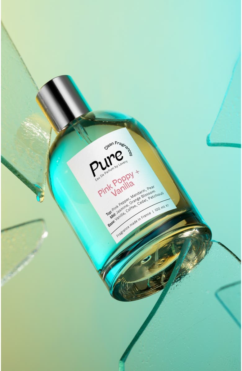 Lovery Pure Pink Poppy and Vanilla Eau de Parfum Spray, Made in France, 3.4 oz, Alternate, color, Silver, White, Cream, Black