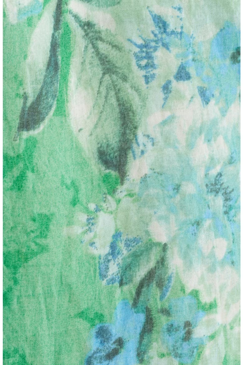 Floral Ruffle Balloon Sleeve Chiffon Top, Alternate, color, GREEN BLUE
