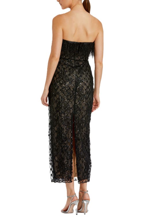 Mac Duggal Embellished Strapless Column Dress In Black Nude