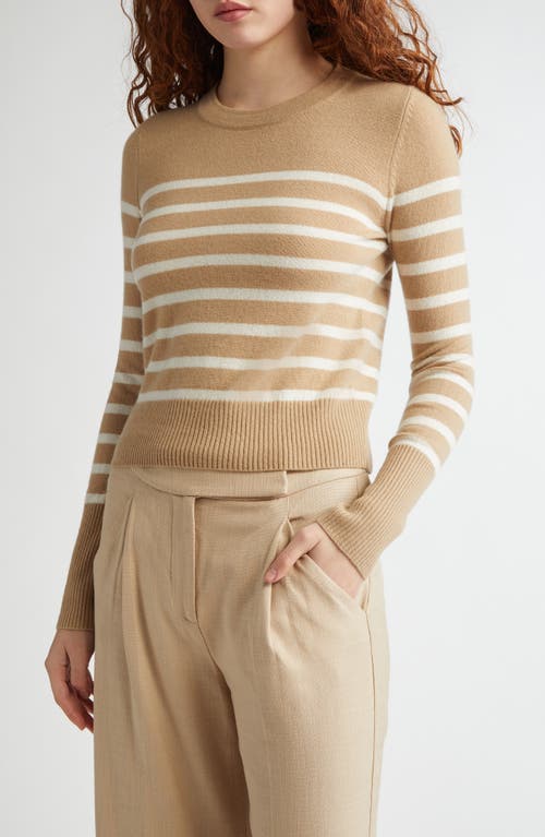 Veronica Beard Caleb Stripe Cashmere Sweater In Sand Ivory