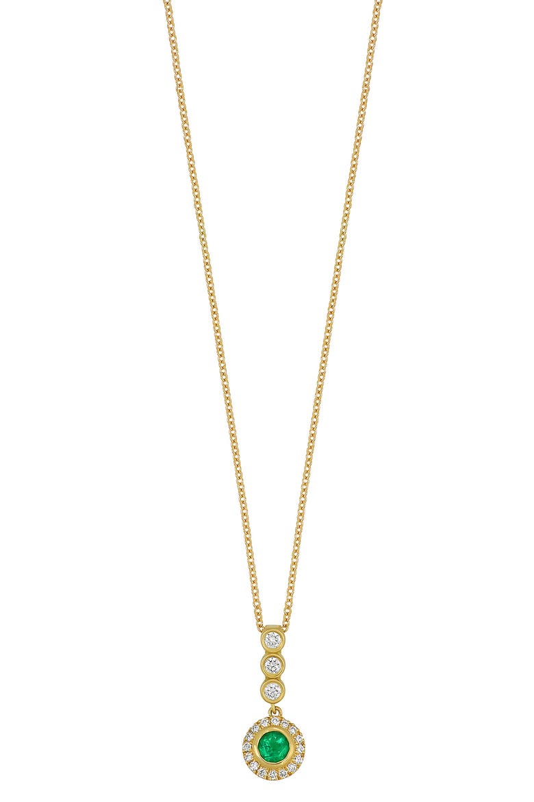 El Mar Diamond & Emerald Circle Pendant Necklace (Nordstrom Exclusive), Main, color, 18K YELLOW GOLD