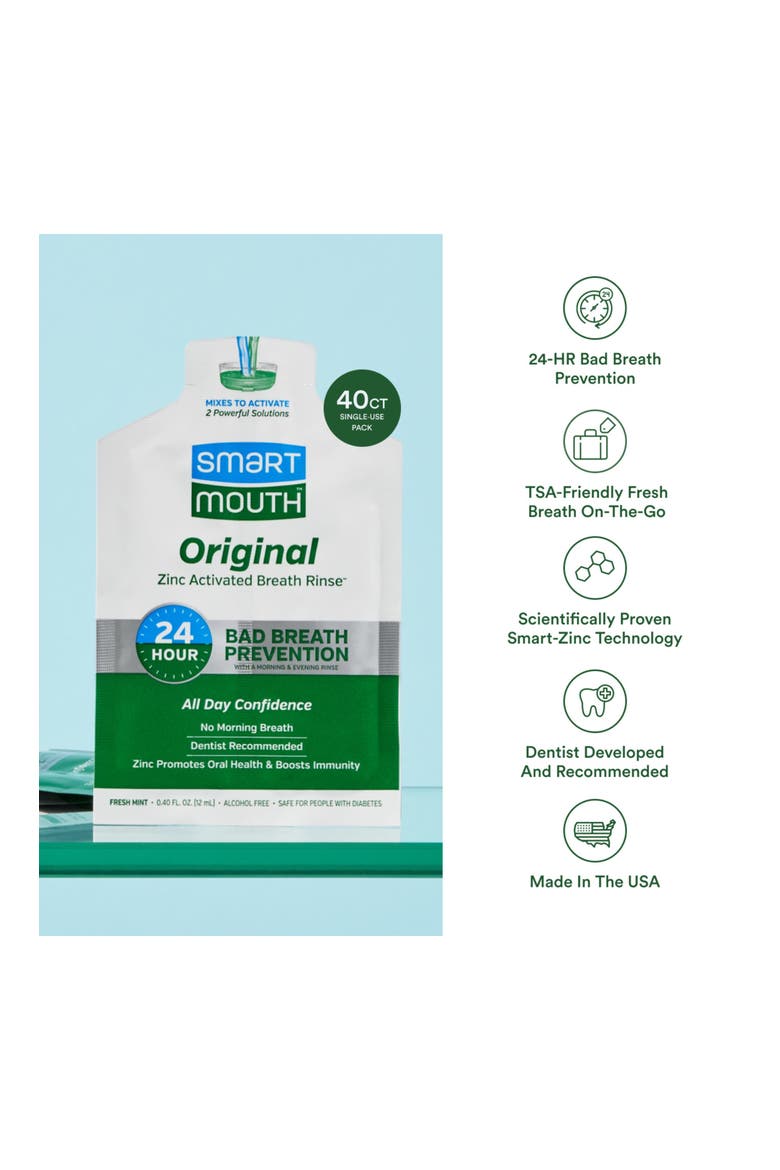 Original Zinc Activated Fresh Mint Mouthwash Single Packets 10 Count, 4 Pack, Alternate, color, Fresh Mint