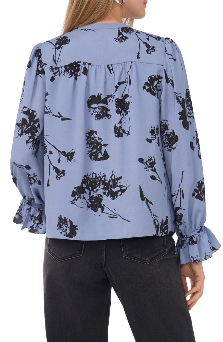 1.STATE Floral Ruffle Sleeve Blouse, Alternate, color, Blue Denim