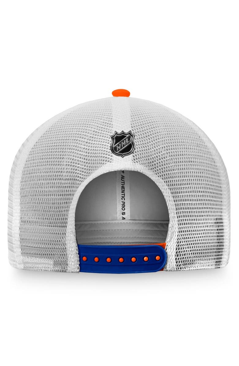 FANATICS Men's Fanatics Branded Orange/White New York Islanders Authentic Pro Rink Trucker Snapback Hat, Alternate, color, Orange