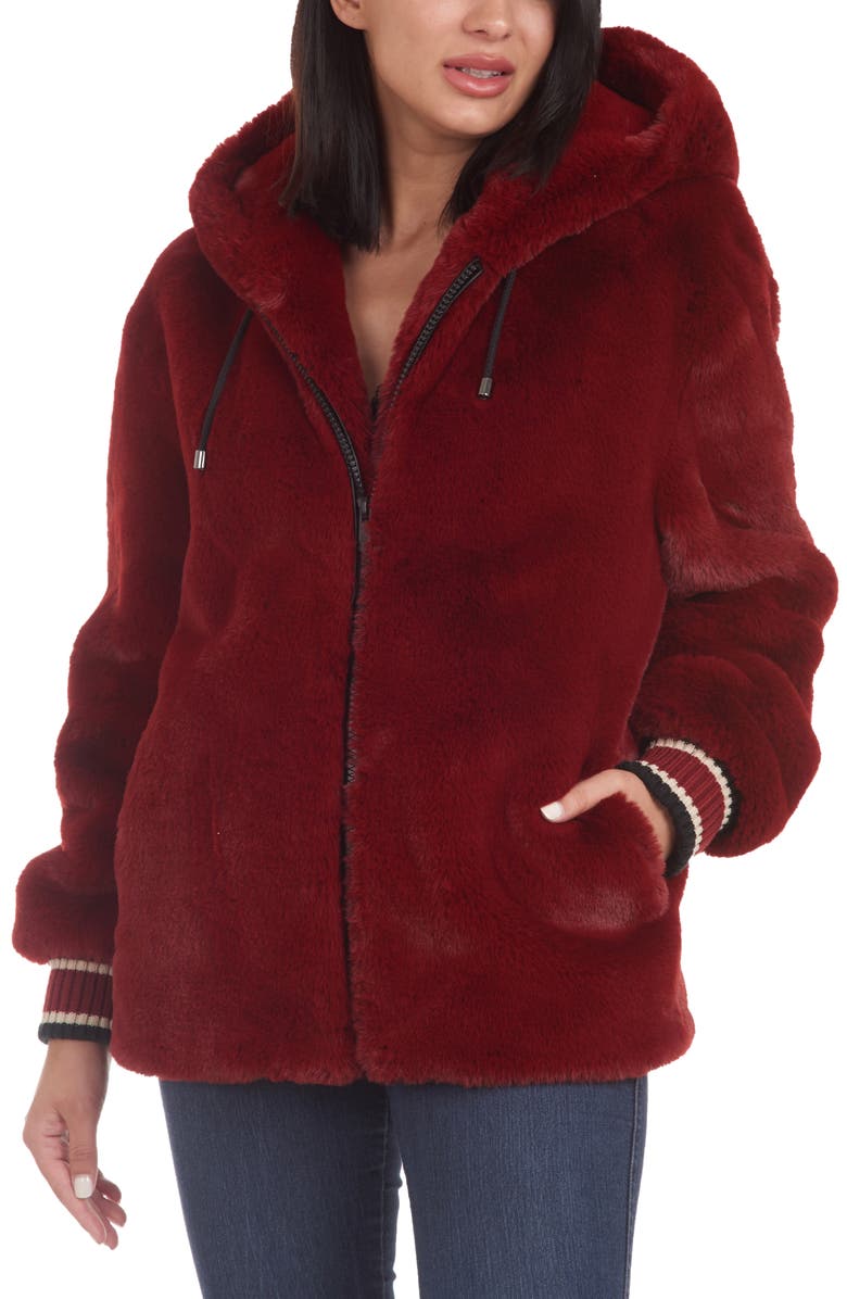 RACHEL Rachel Roy Faux Fur Hooded Jacket, Main, color, 
