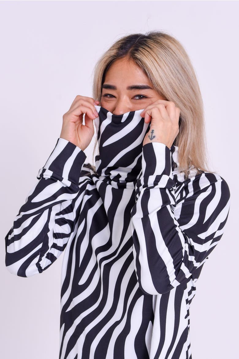 High Neck Baselayer Top - Hotel California Zebra Print Women's, Alternate, color, multi-colour
