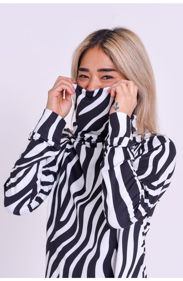 OOSC High Neck Baselayer Top - Hotel California Zebra Print Women's, Alternate, color, Multi-Colour