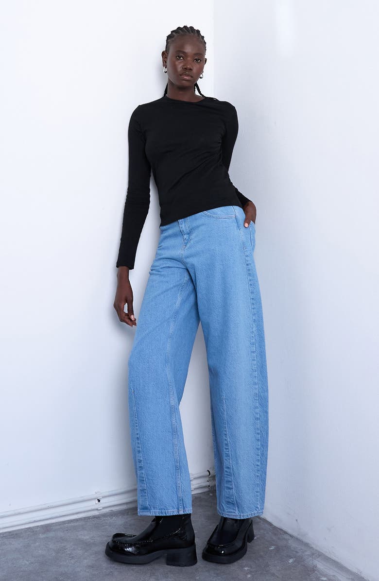 Topshop Everyday Long Sleeve Cotton T-Shirt, Main, color, Black