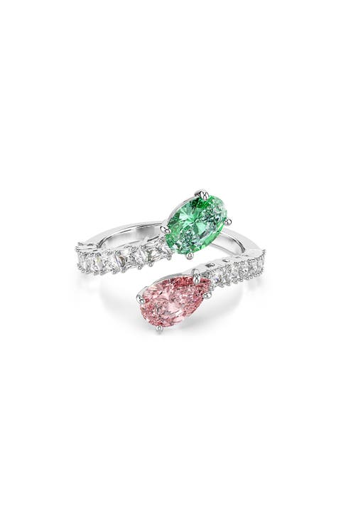 Multicolor Crystal Bypass Ring