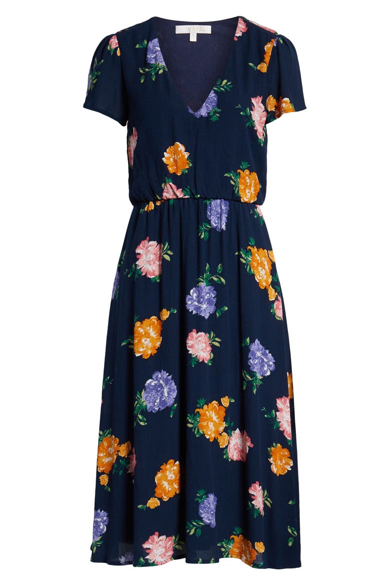 Blouson Dress, Alternate, color, NAVY FLORAL