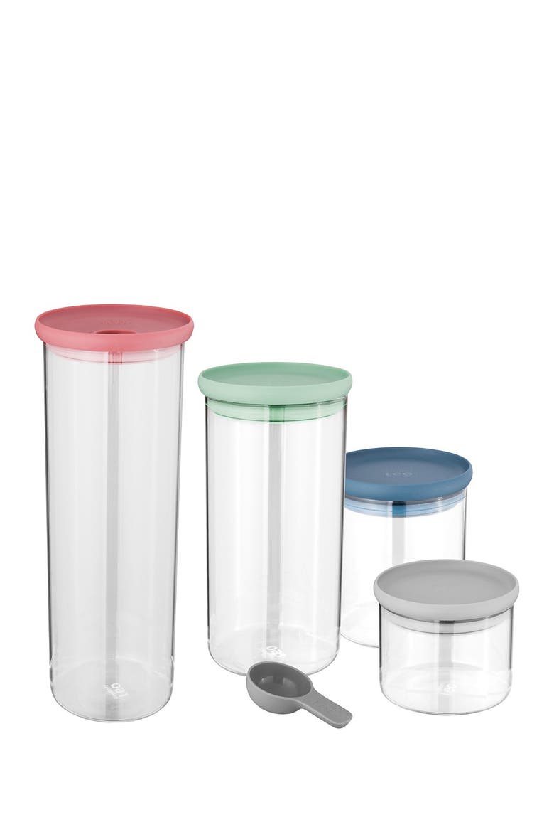 Leo 4-Piece Covered Container & Scoop Set, Main, color, MULTICOLOR