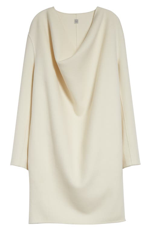 Totême Toteme Cowl Neck Long Sleeve Double Face Wool Dress In White