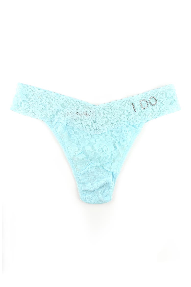 'I Do' Swarovski Crystal Original Rise Thong, Main, color, CELESTE BLUE