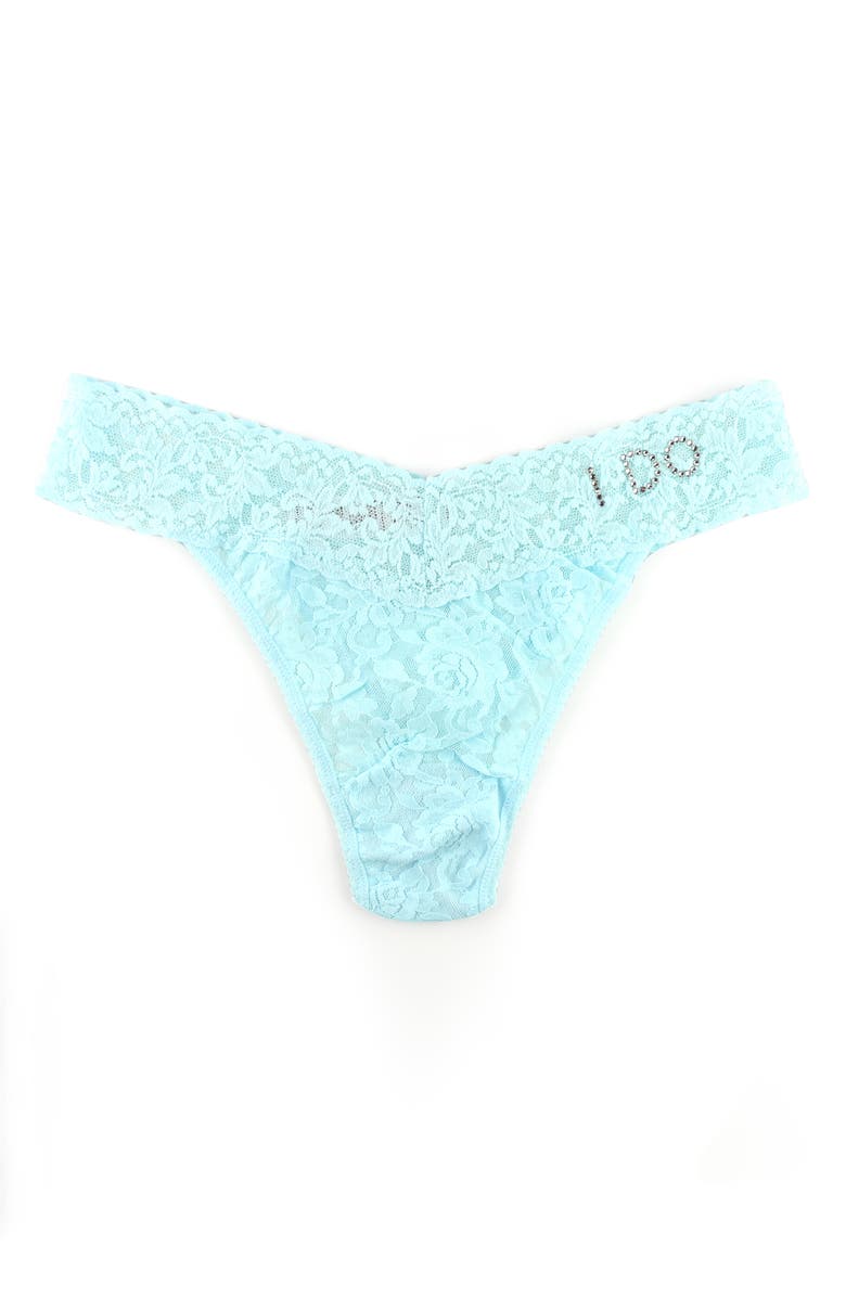 Hanky Panky 
I Do
 Swarovski Crystal Original Rise Thong, Main, color, Celeste Blue