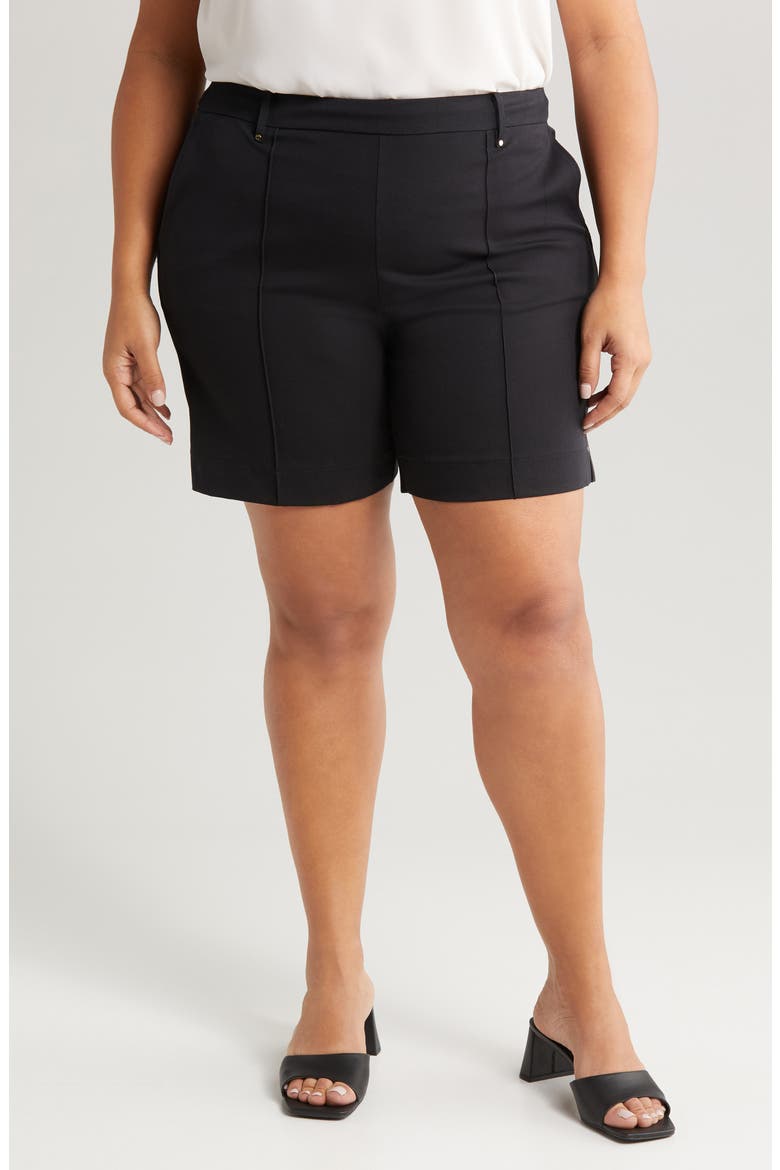 'Lyssentials Amanda Stretch Twill Shorts, Main, color, BLACK