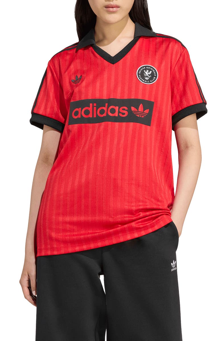 adidas Logo Graphic Soccer Jersey, Main, color, Better Scarlet