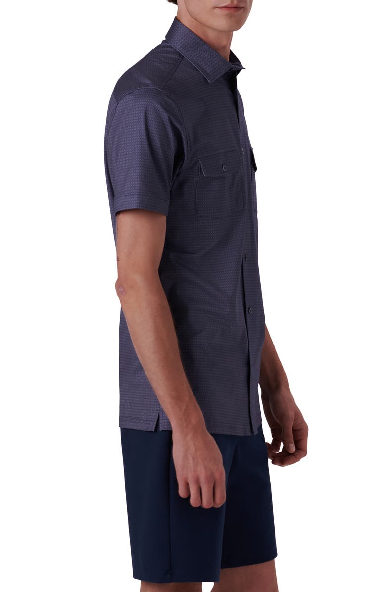 Bugatchi OoohCotton<sup>®</sup> Medallion Print Short Sleeve Button-Up Shirt, Alternate, color, 