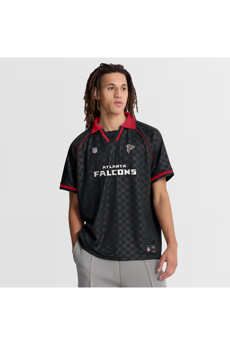 Men's Fanatics Black/Red Atlanta Falcons Homerun Raglan V-Neck Polo, Main, color, Black