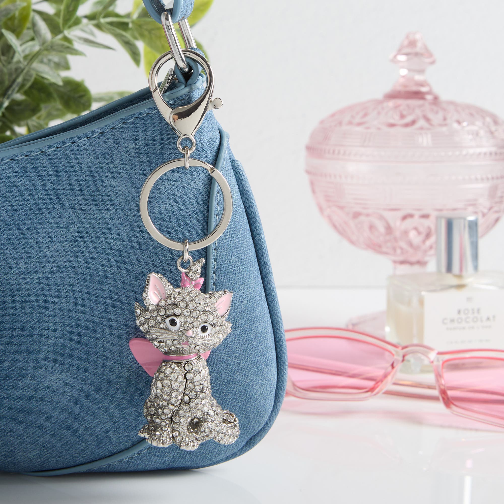 Disney Aristocats Marie Crystal Pavé Bag Charm Keychain, Alternate, color, Multi