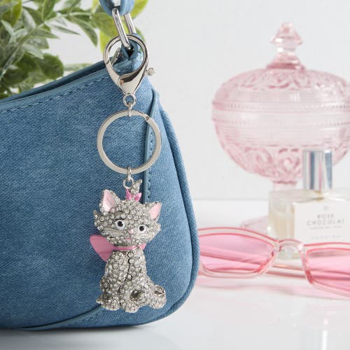 Disney Aristocats Marie Crystal Pavé Bag Charm Keychain In Metallic