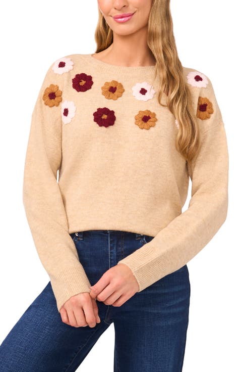 Embroidered Flower Sweater