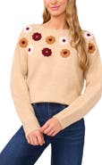 CeCe Embroidered Flower Sweater