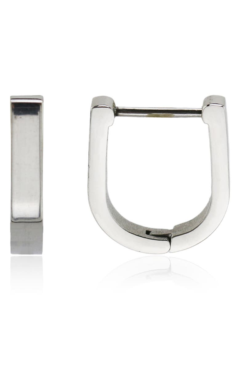 REBL U-Shape Huggie Earring, Main, color, Silver