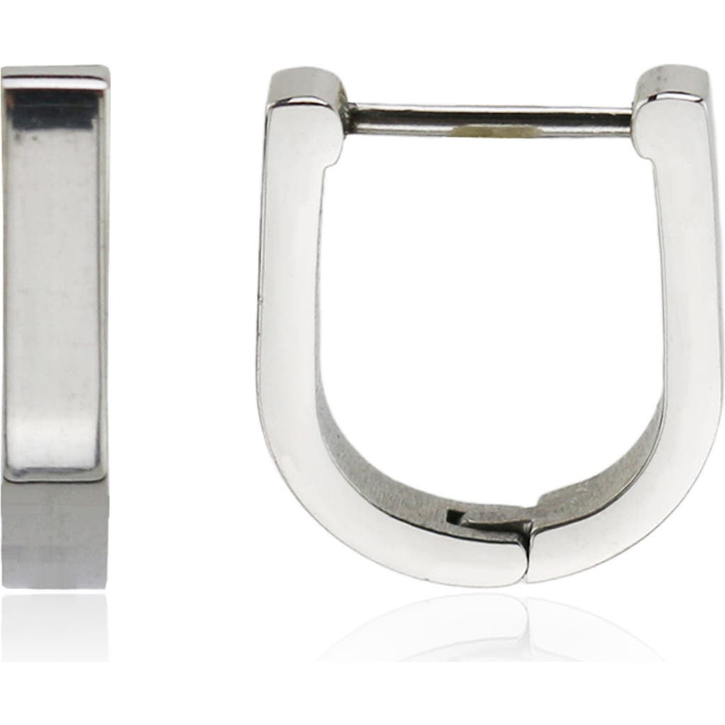 Rebl Gender Inclusive Geometric Huggie Hoop Earrings In Silver