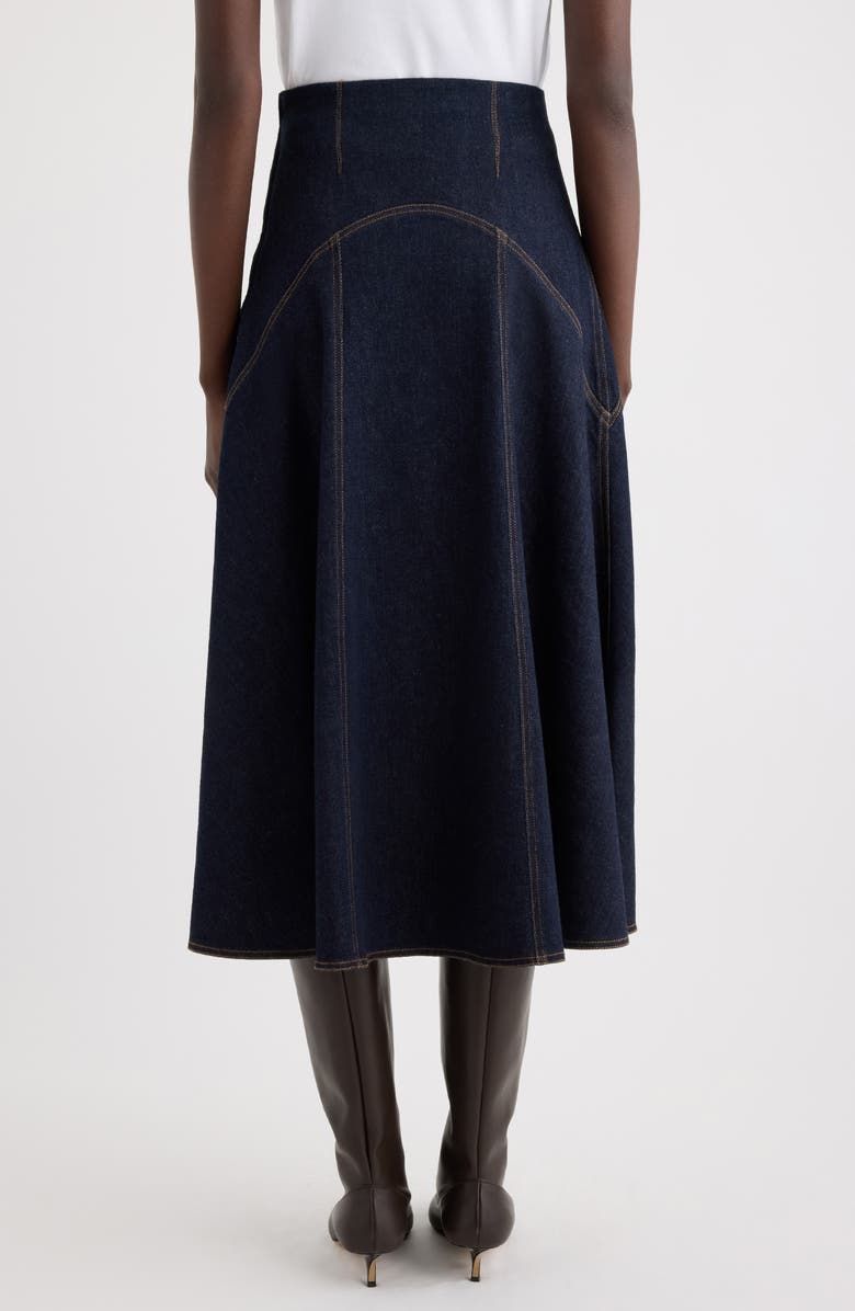 Jacquemus La Jupe Triangle de-Nîmes A-Line Denim Midi Skirt, Alternate, color, Dark Navy